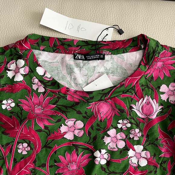 NWT - Zara Women’s Bow Tie Balloon Short Sleeve Blouse - Size L - Picture 4 of 8